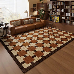YICKYUE - Living Room Rug Stain-resistant Wear-resistant Carpet Comfortable Loop-pile Carpets Retro Style Brown Rugs Home Decor Floor Mat
