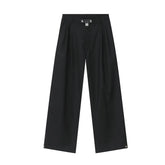 Hearujoy Minimalist Men's Casual Suit Pants Wide Leg Soild Color Loose Male Elastic Waist Trousers Stylish Summer 9C6152