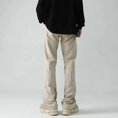 HEARUJOY - Spring Autumn Vintage Harajuku Solid Pants Men Loose Fashion Trousers Y2K Pockets Patchwork Ropa Hombre All Match Male Clothes