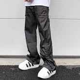 Hearujoy Side Elastic Waist Drawstring Black Cargos for Men Pantalones Hombre Baggy Y2k Straight Overalls Oversized Functional Trousers