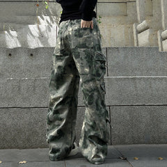 Hearujoy Contrast Color Pockets Camouflage Baggy Cargo Pants Men and Women Patchwork Loose Oversized Overalls Ropa Hombre Trousers