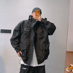 Hearujoy Autumn Winter Retro Heavy Industry Multi Pocket Waterproof Stormtrooper Jacket American Workwear Windproof Hooded Jacket for Men