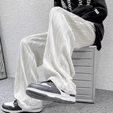 Hearujoy Summer Pleated Fluid Pants for Men Wide Leg Trousers Male White Korean Streetwear Loose Casual