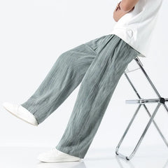 HEARUJOY - Mem Cotton Linen Pants Mens Summer Casual Straight Leg Wide Leg Pants Men Breathable Women Loose Trousers