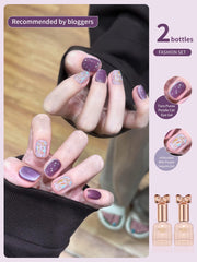 YICKYUE - 2pc 10ml Purple Diamonds Gel Purple Cat Eye Magnetic Gel Nail Polish Semi Permanent Glitter Crystal Cat Eye Gel Soak Off UV LED