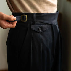 HEARUJOY - Vintage Gurkha Pants Men British Style High Waist Casual Straight Trousers Spring Autumn Fashion Loose Ankle-Length Naples Pant