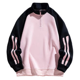 HEARUJOY - Male Medium Weight Half Collar Sweatshirt Men'S High Street Fashion Half Zip Loose Casual Heavyweight Hoodie Y2k Hoodie