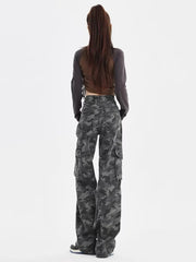 Hearujoy Retro High Street Loose Wide Legs Camouflage Overalls Women New High Waist Slouchy Straight Baggy Jeans Women Streetwear
