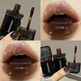 YICKYUE - Wave Shape Green Brown Mirror Lip Tint Glass Clear Shine Lip Stain Water Light Non-Sticky Plumping Lip Long Lasting Makeup