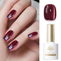 YICKYUE - 10ml Dark Red Coffee Brown Glass Bead Cat Magnetic Gel Nail Polish Semi Permanent Soak Off UV Gel Varnish Manicure