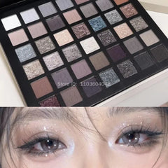 YICKYUE - Smoked Eye Shadow Plate Pearlescent Shimmer Eyeshadow Matte Glitter Pigment Waterproof Long Lasting Eye Makeup 42 Colors