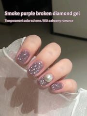 YICKYUE - 10ml Jasmine Crushed Diamond Gel Nail Polish purple Glitter Nail Polish Top Selling Purple Nails Autumn And Winter Nails