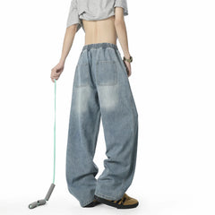 HEARUJOY - Jeans For Men New Y2K Vintage Denim Pants Hip Hop Fashion Wide-leg Baggy Jean Streetwear Trousers Straight Pantalones