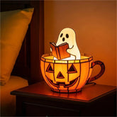 YICKYUE - Halloween Resin Ghost Decorative Light Ornament Home Tabletop Spinning Ghost Lamp Halloween Party Decoration Gift For Kids