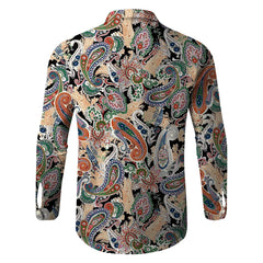 HEARUJOY - Fashion Roll-Up Sleeves Men'S Button Down Shirt Men Long Sleeve Winter Casual Printed Shirts Fashion Top Blouse Camisa Masculina