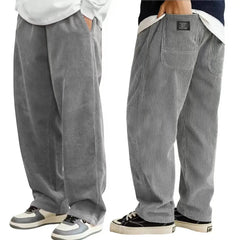 HEARUJOY - Spring Autumn New Men's Corduroy Pants American Style Pocket Loose Trousers Embroidered Logo Retro Straight Leg Pant For Male