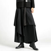 HEARUJOY - Mens Dark Style Double Layer Irregular Skirts 2024 New Genderless Casual Fashion Youth Loose Solid Color Wide Leg Pants Unisex