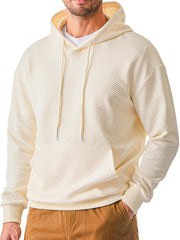 HEARUJOY - Solid Color Texture Hoodie For Men American Heavyweight Long Sleeve Hooded Sweatshirt Spring Autumn Loose Casual Pullover Tops