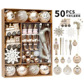 YICKYUE - 50Pcs Christmas Ball Ornaments Set Christmas Tree Hanging Decora Xmas Tree Pendants Champagne Blue Black Red Wine Red Wedding