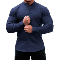 Hearujoy Sports & Leisure Men's Clothing Cardigan Slim Long Sleeve T-shirt Men Casual Button New Solid Color White Shirt Black Blouse