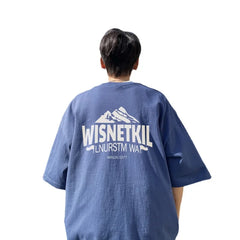 HEARUJOY - T Shirt Oversized Cotton For Men White Men's Mountain Print T-shirts 5XL Men Casual Wear Summer Tee Shirts Unisex Big Size