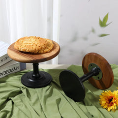 YICKYUE - Wooden Tall Tray Dessert Table Dry Fruit Plate Afternoon Tea Snack Cake Plate Display Stand