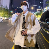 HEARUJOY - New Autumn Winter Fashion Trend Casual Vneck Cardigan Vest For Men Highquality Korean Version Loose Comfortable Versatile Jacket