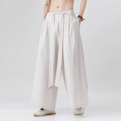 HEARUJOY - Spring Men Chinese Style Cotton Linen Harajuku Pants Men Kung Fu Kimono Trousers Male Street Wushu Wide Leg Pants Bottom