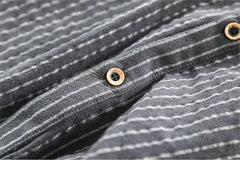 HEARUJOY - Men's Casual Cotton Shirt Short Sleeve Blouse Tops Summer Botton Pinstripe Holiday Shirt Comfortable Handsome Men Henley Shirt