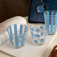 YICKYUE - Retro Polka Dot Striped Glass Cup Creative Shaped For Water Milk Coffee Perfect Birthday Gift Home Decor For Cups Collection