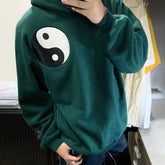 Hearujoy Mens sweatshirt winter Chinese Tai Chi style Polar fleece autumn and winter fleece embroidered sweatshirt loose hoodie for men