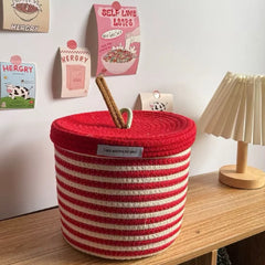 YICKYUE - New Apple Basket Storage Basket Cotton Rope Weaving Storage Bucket Cartoon Cosmetics Snacks And Miscellaneous Storage Baske