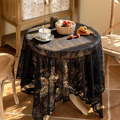 YICKYUE - Lace tablecloth white retro round table square tablecloth coffee table household French cover
