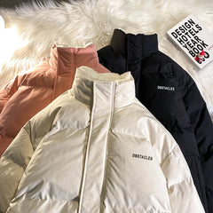 HEARUJOY - Letter Graphic Oversized Men Women Parka Fashion Streetwear Male Female Fleece Thicken Winter Jacket New Women's Clothing