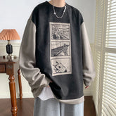 HEARUJOY - Mens Crewneck Sweatshirt Men Graffiti Oversized Japanese Streetwear Hip Hop Black Hoodie Men Sweatshirts Hoodies