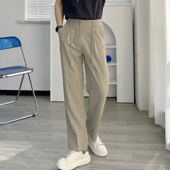 Hearujoy Straight Draped Male Suit Trousers Fluid Baggy Business Social Tailoring Men's Summer Pants 2024 Anti-wrinkle Stylish Classic Up