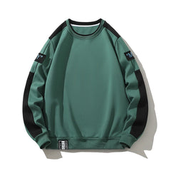 HEARUJOY - Men's Round Neck Hoodies Spring Autumn New Fashion Trend Versatile Patchwork Long Sleeve Letter Print Pullover Loose Casual Tops