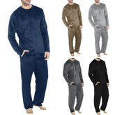 HEARUJOY - Mens Four Seasons Fashion Leisure Soft Home Solid Color Shirt Pants Pajama Set Home Service Two Piece Set Long Pants For Men 5xl