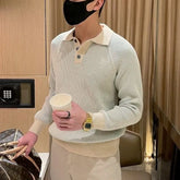 Hearujoy Long Sleeves Autumn Winter Thickened Warm Tops Turndown Collar Buttons Sweater Fashion Simple Texture Polo Shirt Pullover