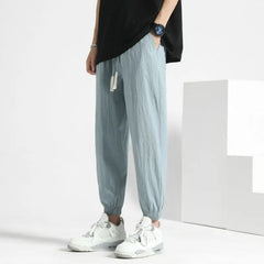 HEARUJOY - Men Trendy Simple Streetwear Y2K Pockets Thin Harem Pants Summer Casual Solid Loose Comfortable Breathable Sweatpants Pantalones