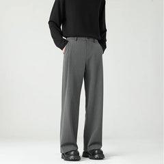 HEARUJOY - Autumn New Men's Black Gray Suit Pants Loose Straight Drape Solid Color Elastic Business Work Casual Trousers Fashion Clothing