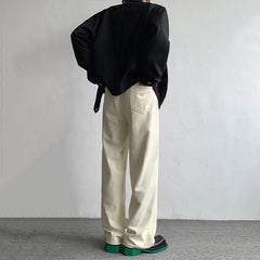 HEARUJOY - Beige Baggy Jeans Men Fashion Casual Oversized Wide Leg Jeans Men Streetwear Korean Loose Straight Denim Pants Mens Trousers