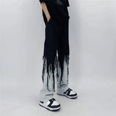 Hearujoy Men Jeans High Street Hip Hop Contrast Color Tassel Loose Fashion Japanese Streetwear Hippie Loose Casual Darkwear Patchwork