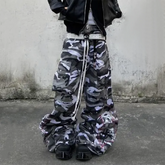 Hearujoy Niche American Retro Hiphop Trouser New Camouflage Overalls Loose Straight Multi-Pocket Design Wide-Leg Casual Pants Unisex