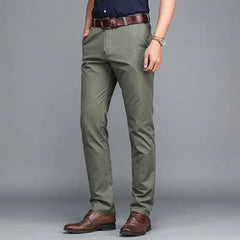 HEARUJOY - Summer Thin Slim Men Business Suit Pants Streetwear Fashion Korean Male Clothing Cotton Solid Daily Casual Straight Trousers 42
