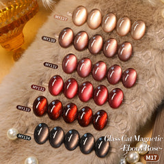 YICKYUE - 6 Bottle Winter Autumn Glass Bead Cat Magnetic Gel Set Dark Red Brown Soak Off UV Gel Salon Set Kits Manicure