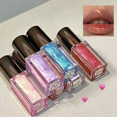 YICKYUE - Multichrome Diamond Shimmer Lip Gloss Clear Glitter Metallic Pink Blue Orange Lip Stain Mirror-Shine Gloss 3D Sparkling Lips