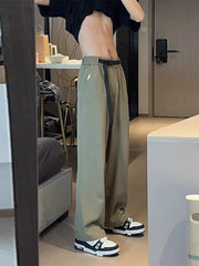 HEARUJOY - Qui Dry Ice Silk Men's Summer Thin Straight Leg Casual Pants Bule Waist Design Long Trousers Comfortable Loose Fit Leisure