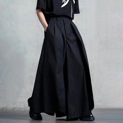 HEARUJOY - Mens Skirt Pants Japanese Dark Gothic Style Double-Layer Culottes Fashion Personality All-Match Casual Wide-Leg Pants Men'S Wear