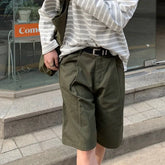 Hearujoy High Street Men's Casual Shorts Folded Straight Loose Bottom Wide Leg Solid Color Male Trousers Summer Trend 9C6743